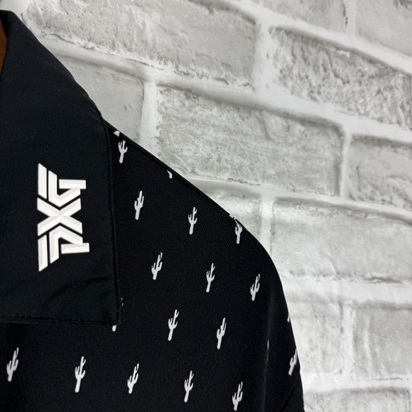 PXG Parson Xtreme Primary Black Cactus AOP Performance Golf Polo Mens LARGE - Picture 3 of 9